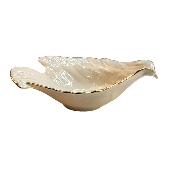 Lenox Dove Candy Bowl Trinket Dish Cream Ivory Porcelain Gold Trim - Picture 8 of 9